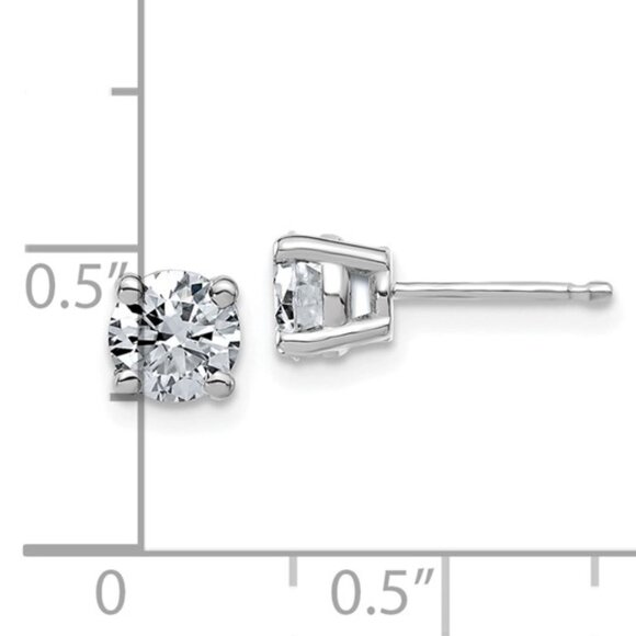 14k White Gold 1.25ct total 5.5mm each Round DEF Pure Light Moissanite Earrings - Picture 6 of 9